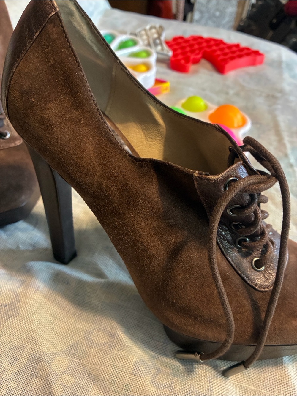 Michael kors Brown Suede Lace-Up Platform Heels